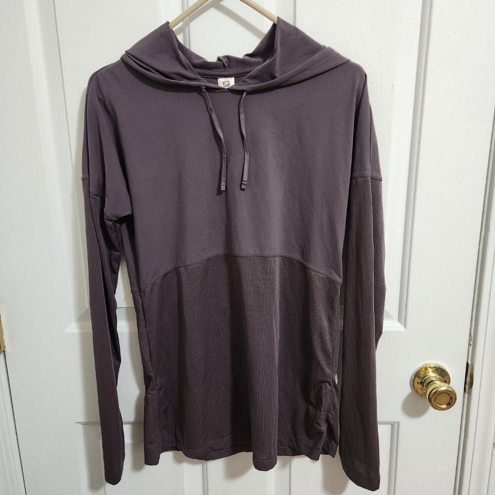 Fabletics Black Dark Gray Lightweight Hoodie Pullover Workout Top - Size S